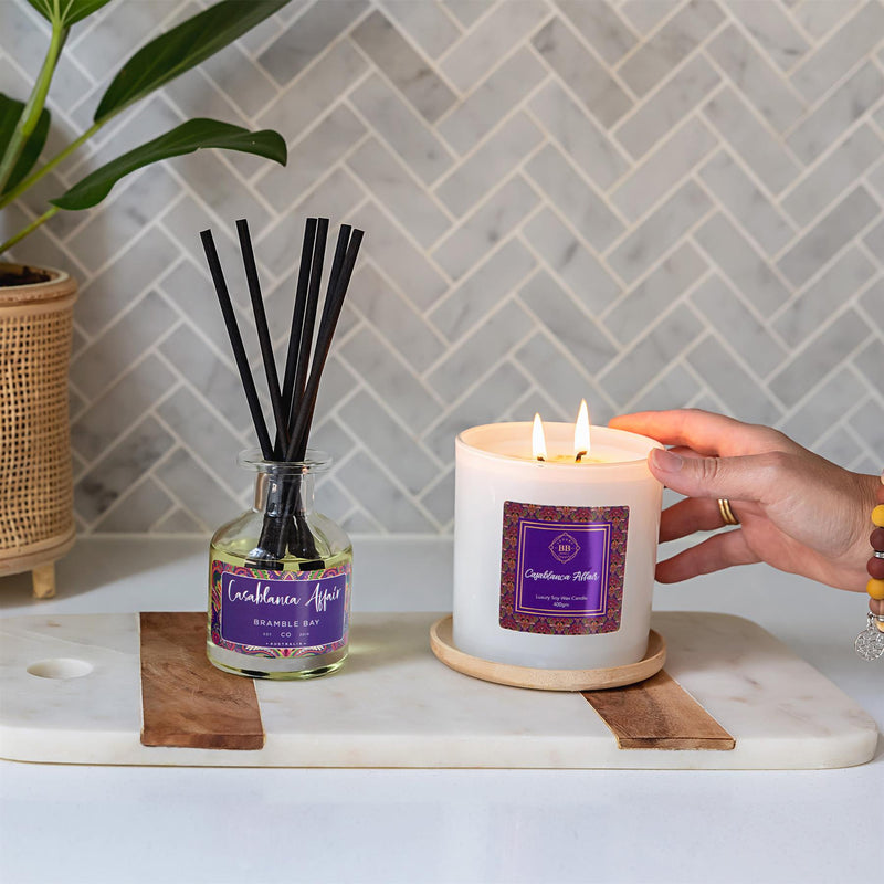 2pc Casablanca Affair Botanical Scented Candle & Diffuser Set -  By Bramble Bay