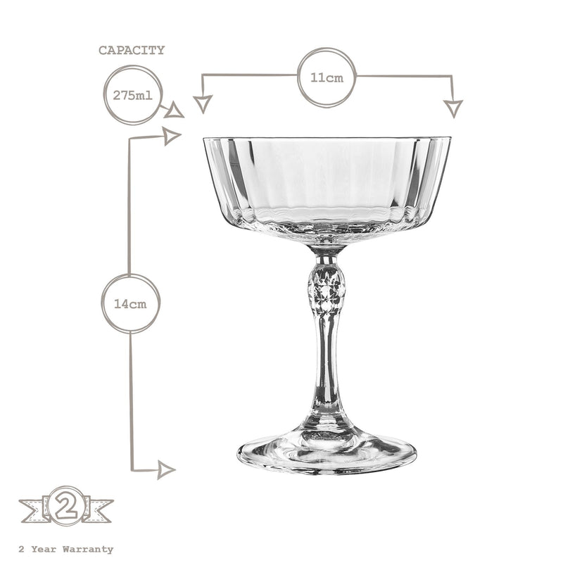 275ml America '20s Champagne Cocktail Saucers - Pack of Six - By Bormioli Rocco