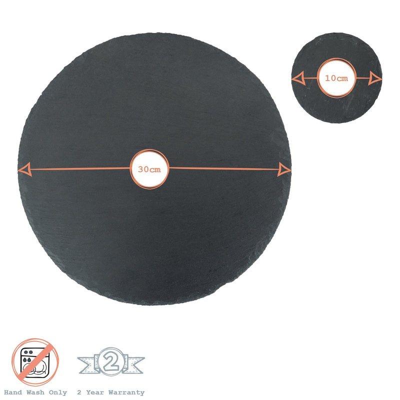 13pc Black Round Slate Placemats Set - By Argon Tableware