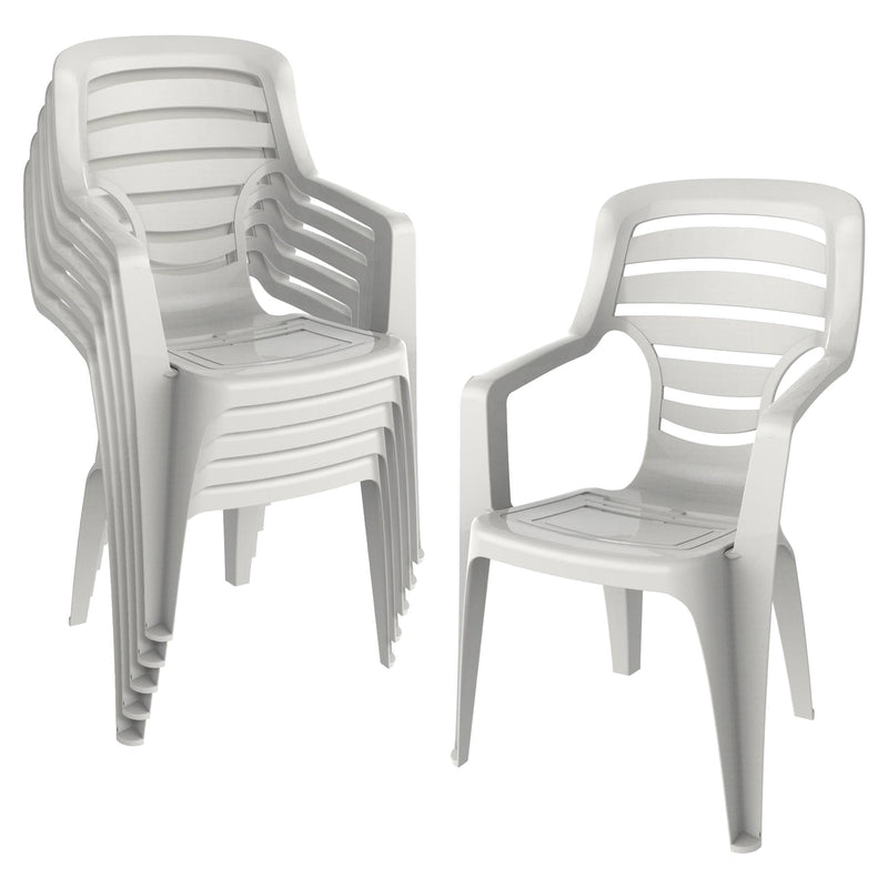 Pireo Plastic Garden Dining Armchairs - Pack of Six - By Resol