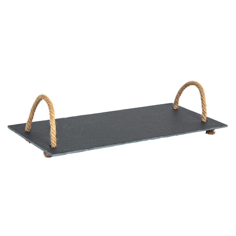 Argon Tableware Rustic Slate Serving Tray with Rope Handles