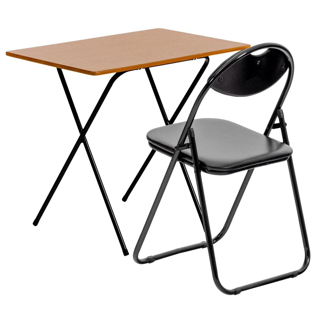 Folding Wooden Desk &amp; Chair Set - Brown &amp; Black