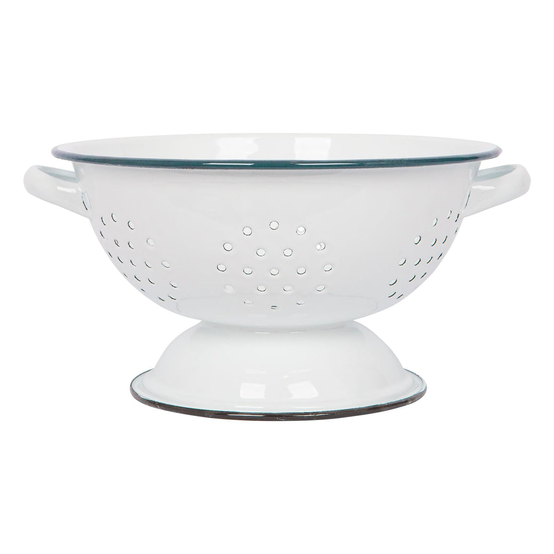 23.5cm White &amp; Green Enamel Colander