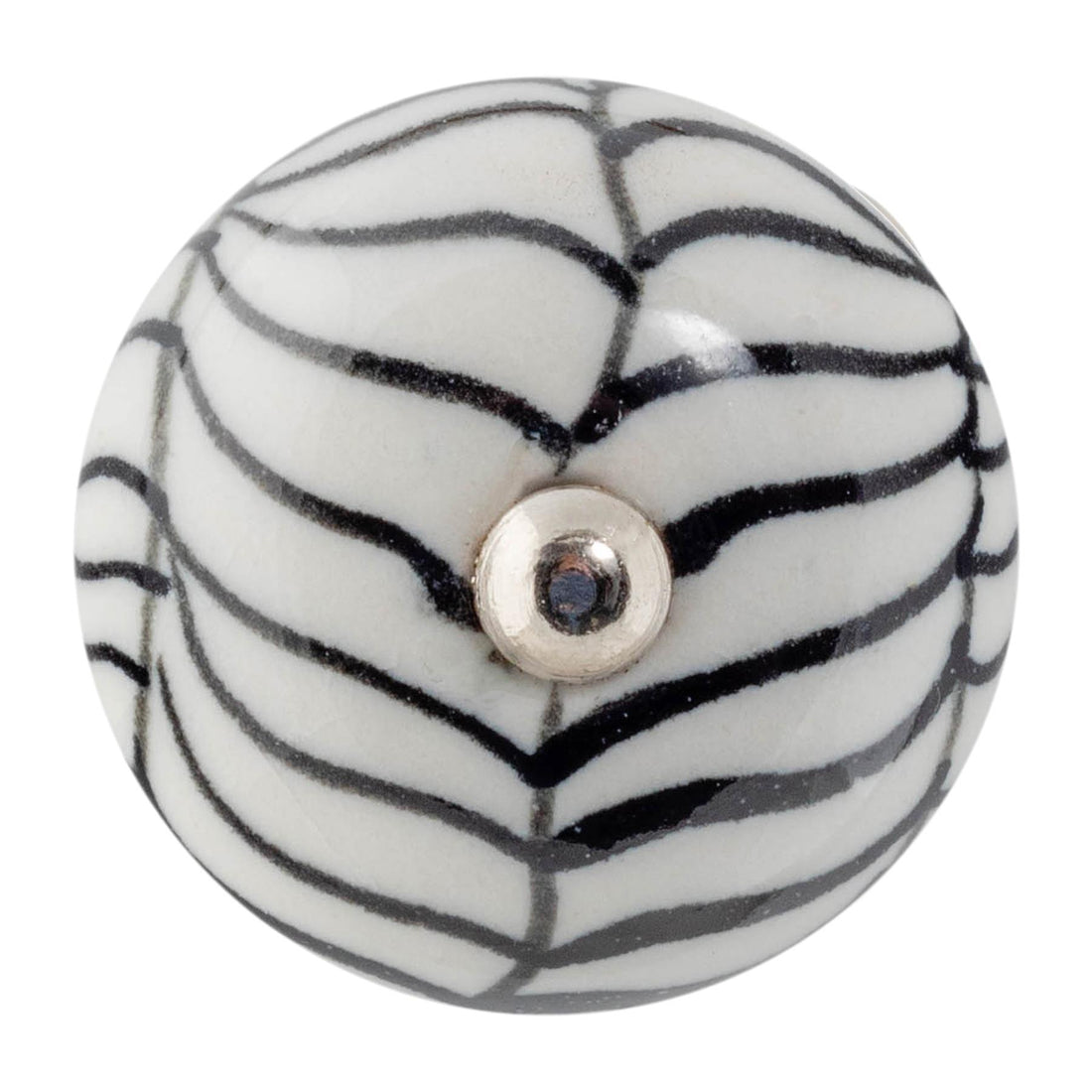 Black Fern 45mm Round Geometric Ceramic Cabinet Knob