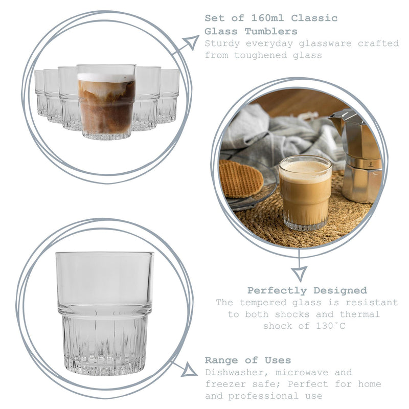160ml Emplilable Stacking Tumblers - Pack of Six - By Duralex