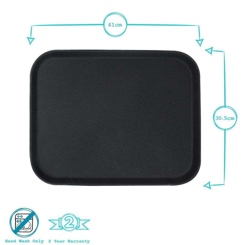 Black 41cm x 30.5cm Rectangle Non-Slip Serving Tray - By Argon Tableware