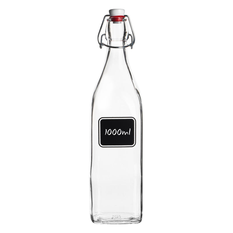 1L Lavagna Glass Swing Bottle with Chalkboard Label - By Bormioli Rocco