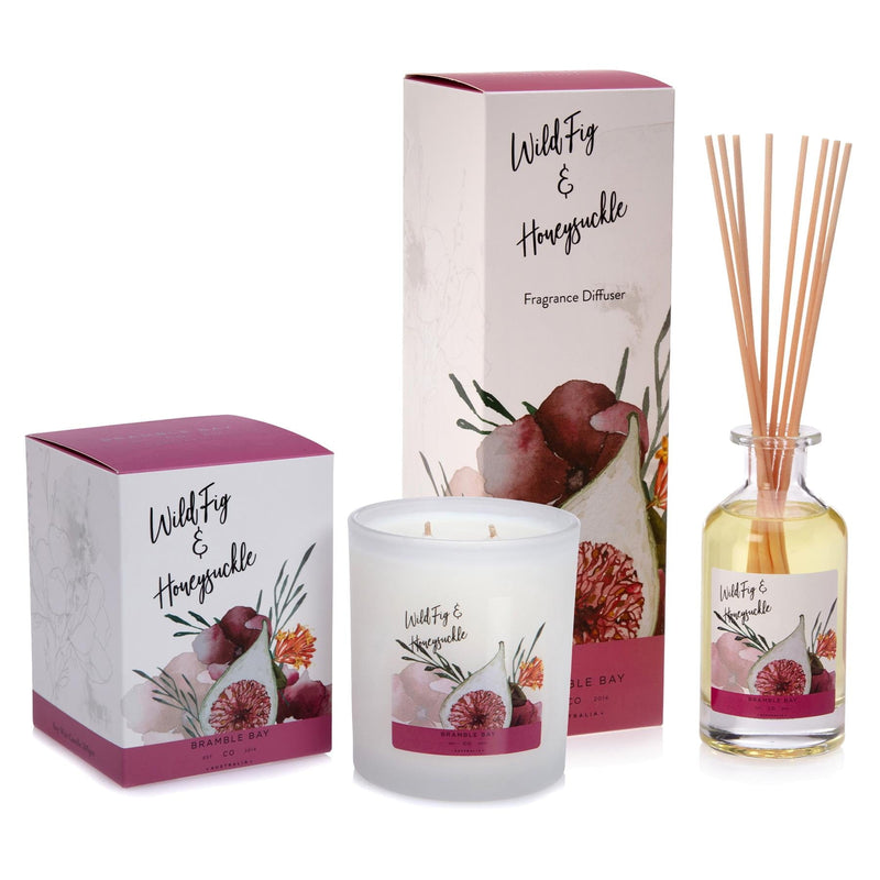 300g Double Wick Wild Fig & Honeysuckle Bath & Body Soy Wax Scented Candle - By Bramble Bay