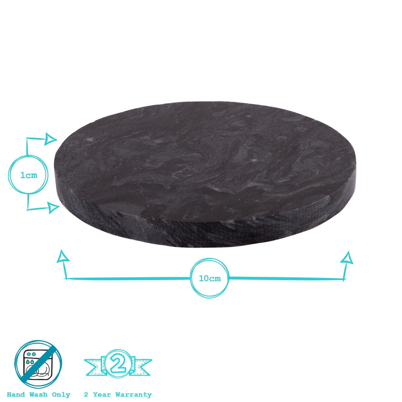 12pc Black Marble Placemats & Round Coasters Set - By Argon Tableware