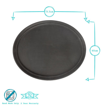 Black 73.5cm x 60cm Oval Non-Slip Serving Tray