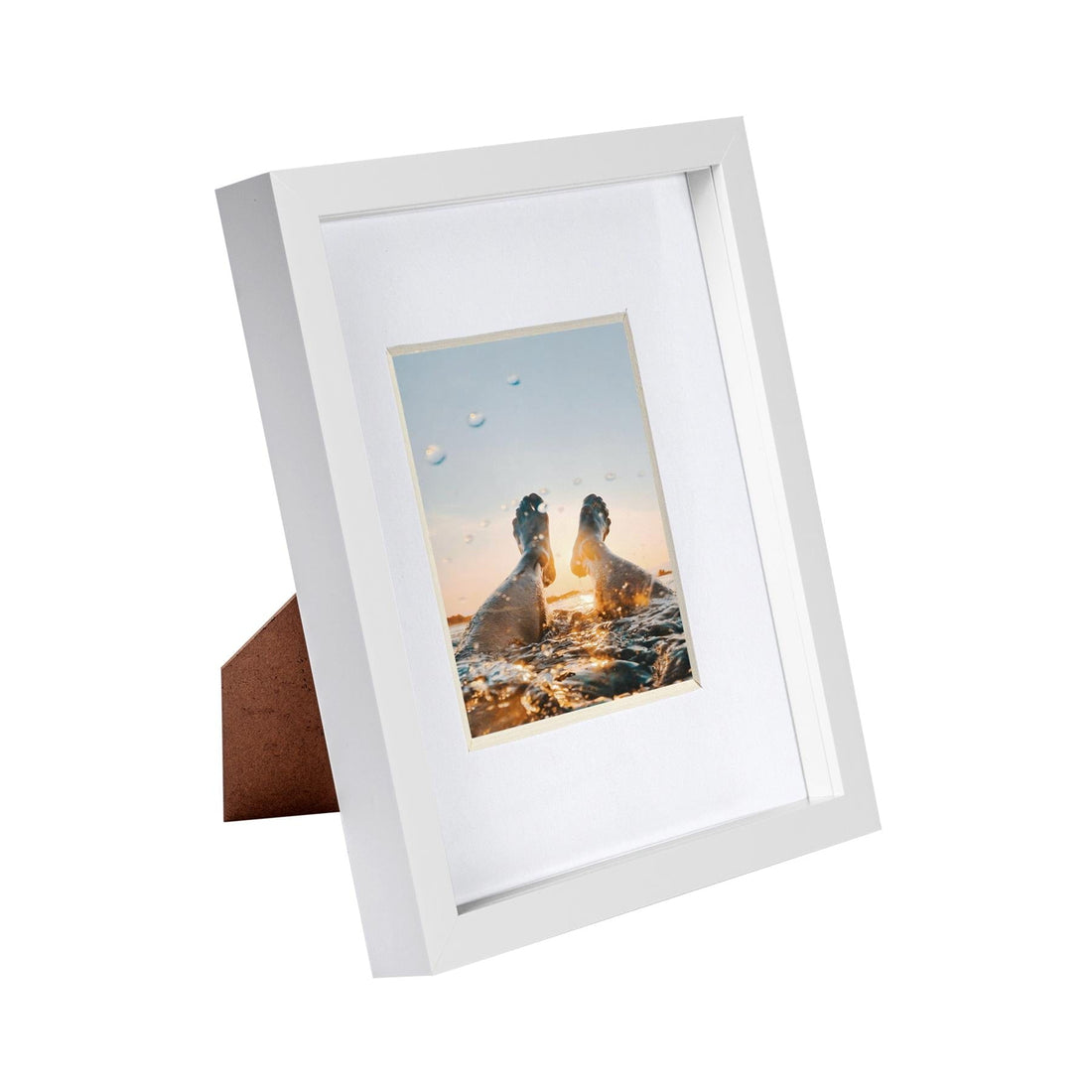 White 8" x 10" Shadow Box Photo Frame with White Frame Spacer and 4" x 6" White Mount