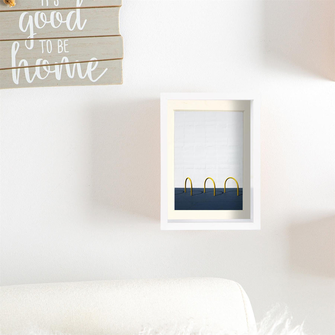 White 5" x 7" Deep Shadow Box Photo Frame with 4" x 6" Ivory Mount
