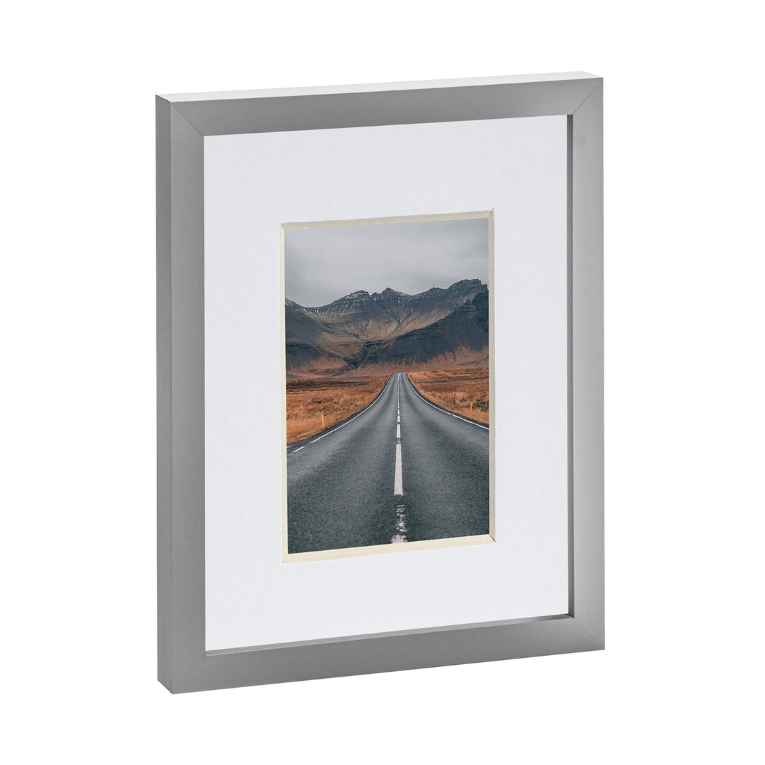 Grey 8" x 10" Photo Frame with White 4" x 6" Mount