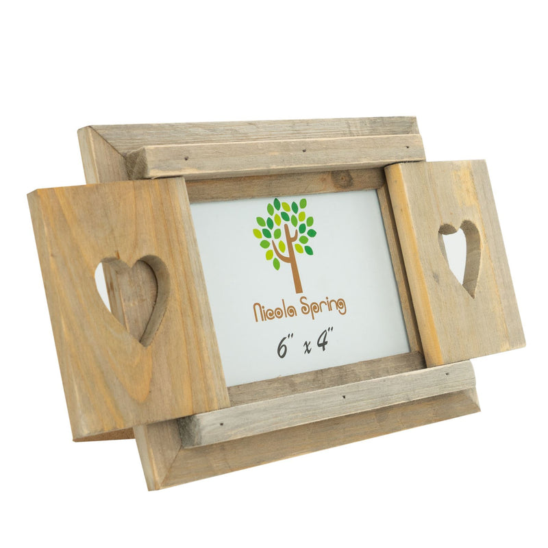 6" x 4" Wooden Hearts Shutter Photo Frame - By Nicola Spring