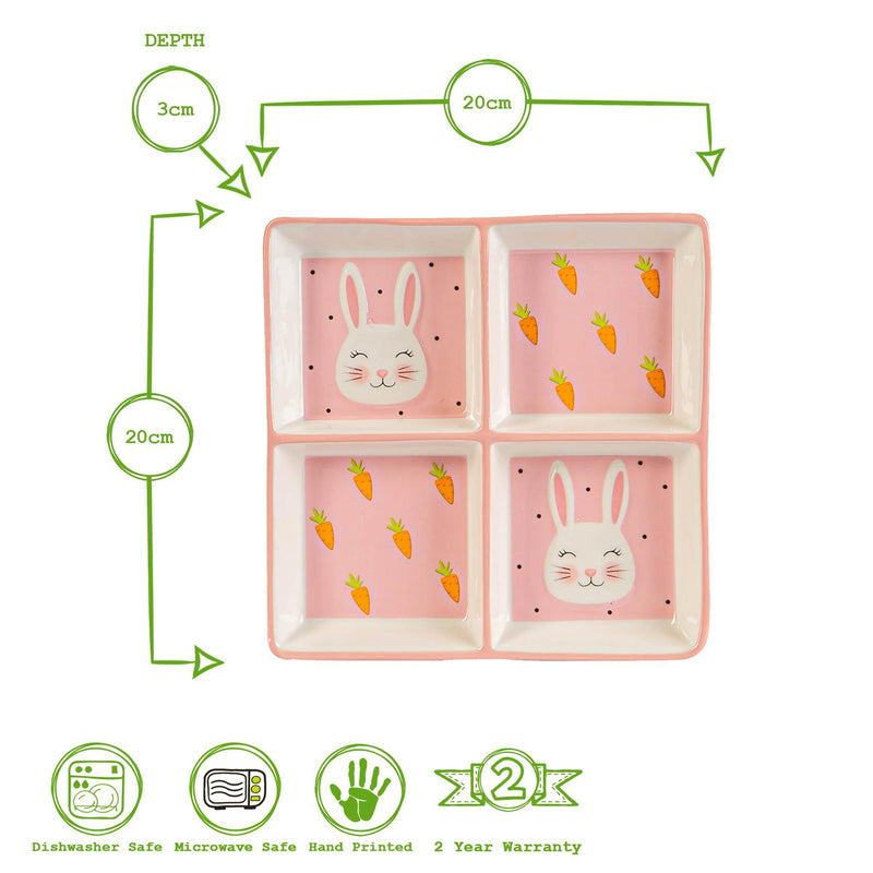 Bunny Snack Plate - Four Segments - By Nicola Spring