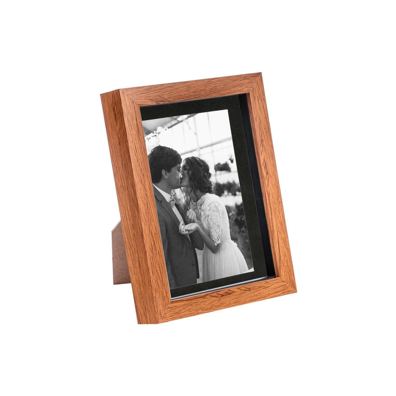 5" x 7" Dark Wood 3D Box Photo Frame - with 4" x 6" Mount - By Nicola Spring