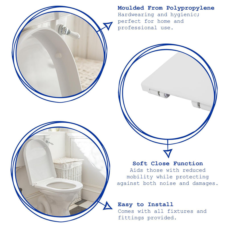 White Square Soft Close Toilet Seat - By Harbour Housewares