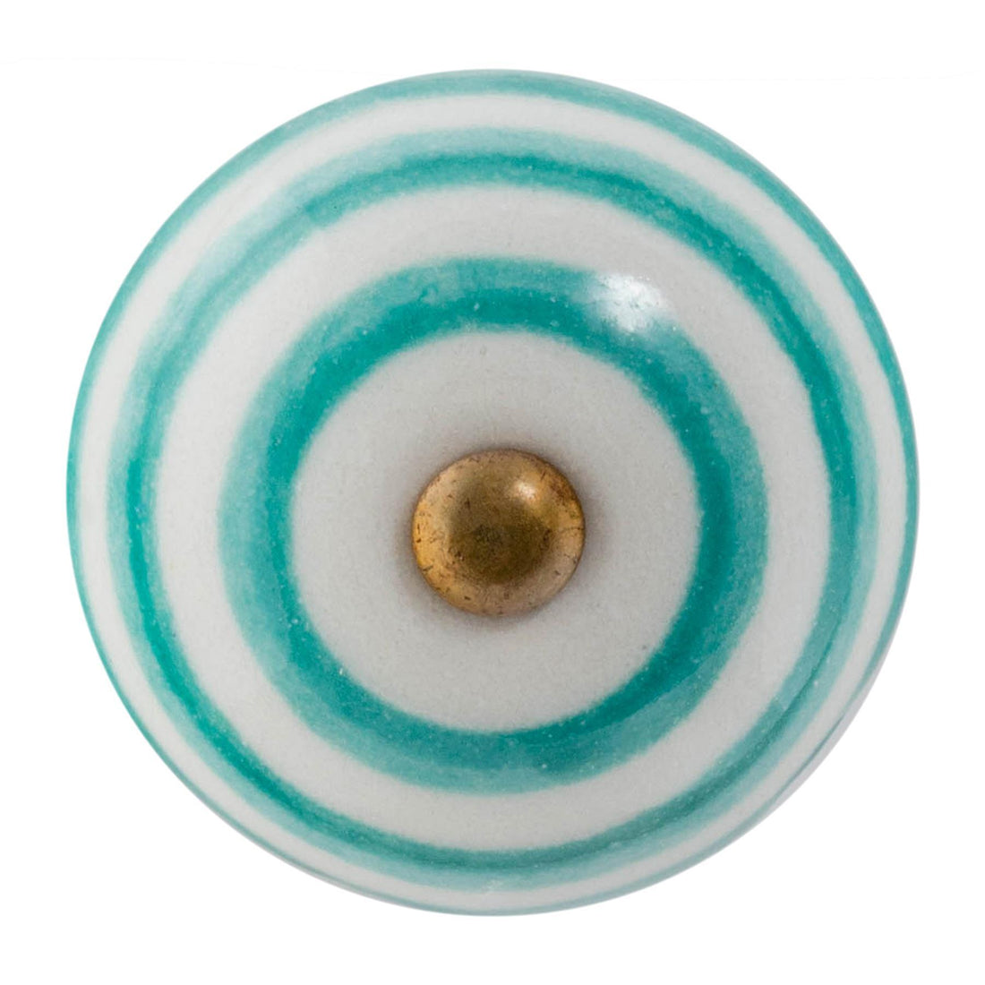 Turquoise 45mm Round Striped Ceramic Cabinet Knob