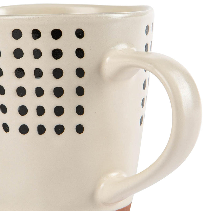 360ml Spotty Ceramic Patterned Rim Coffee Mug - By Nicola Spring - Cream