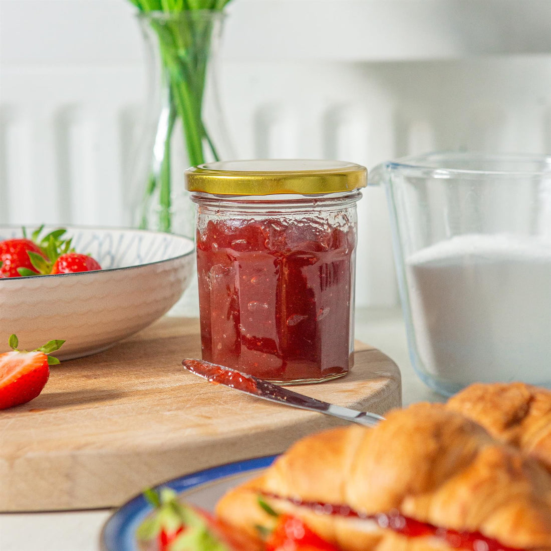 250ml Octagonal Glass Jam Jars with Gold Lids - Pack of 6