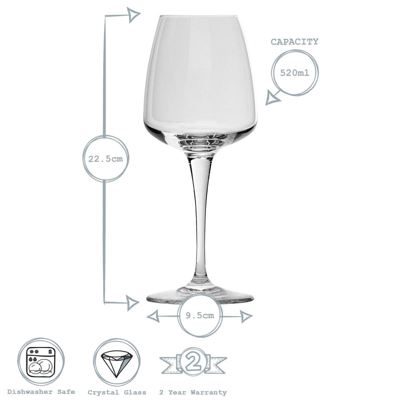 520ml Aurum Wine Glasses - Pack of Six - By Bormioli Rocco