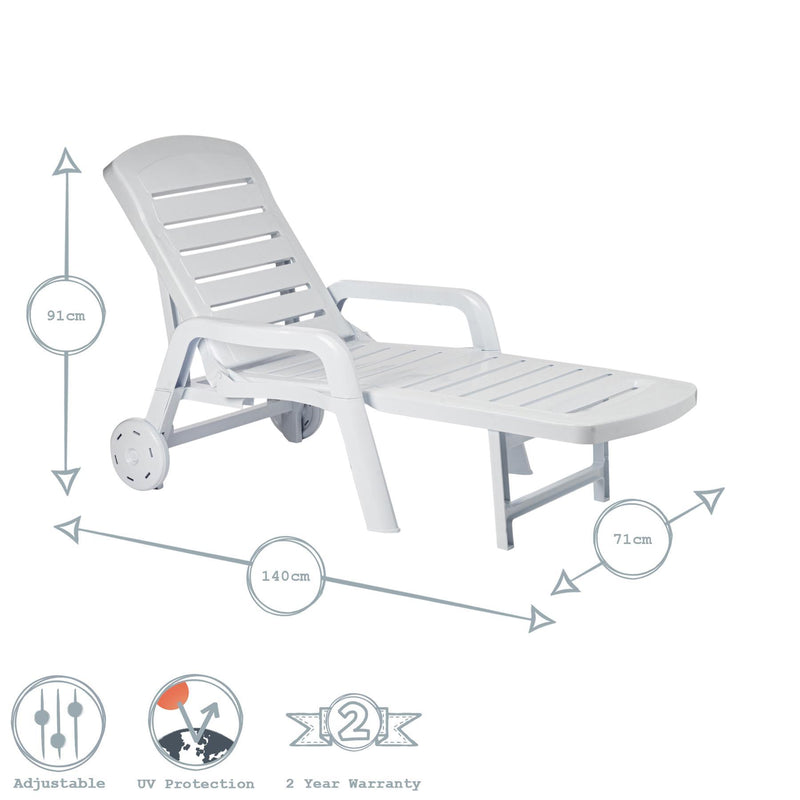 3-Position White Palamos Sun Lounger - By Resol