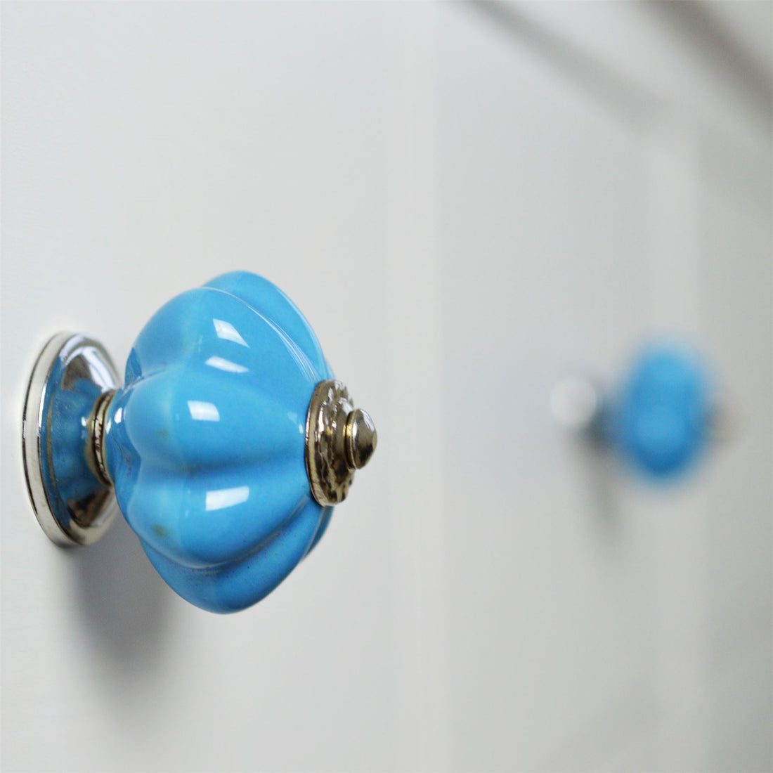 Blue 45mm Floral Ceramic Cabinet Knob