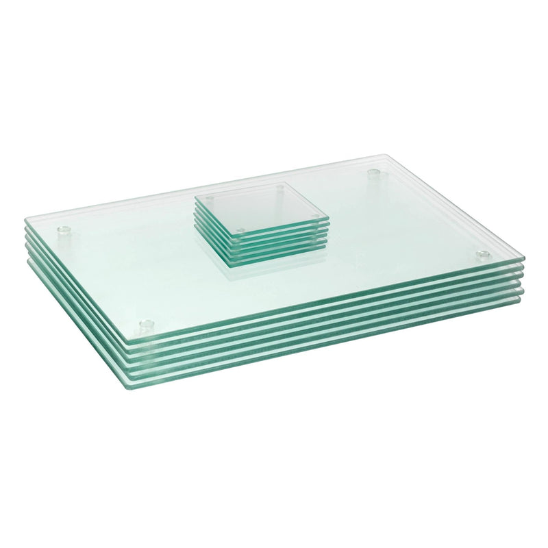 12pc 40cm x 30cm Glass Placemats & Coasters Set - By Harbour Housewares