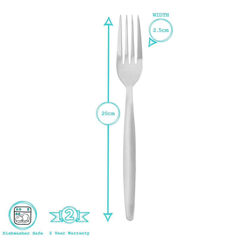 Classic Stainless Steel Dinner Forks - Pack of 6 - By Argon Tableware