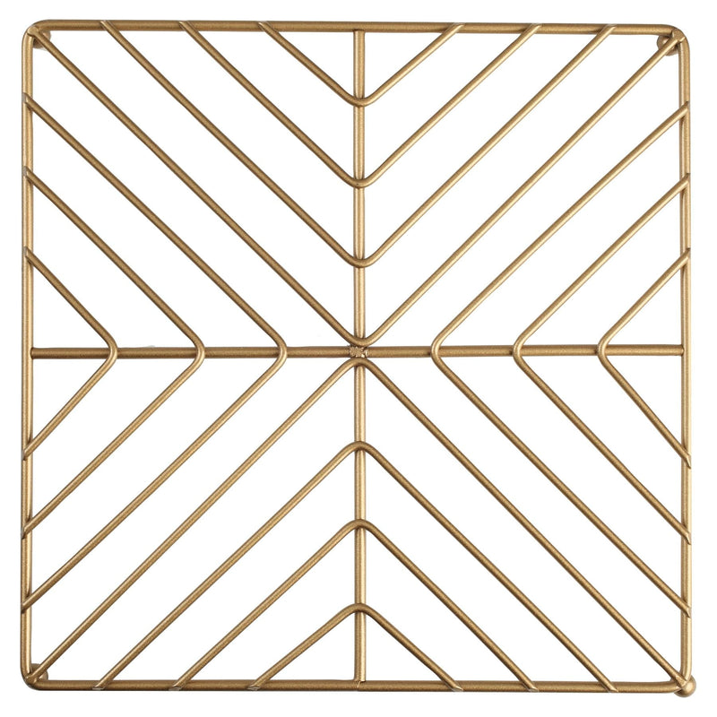 22cm Deco Square Metal Wire Trivet - Gold - By T&G