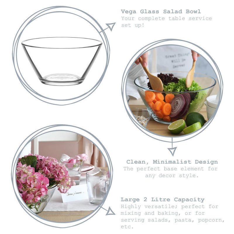 22.5cm Vega Glass Serving Bowl - By LAV