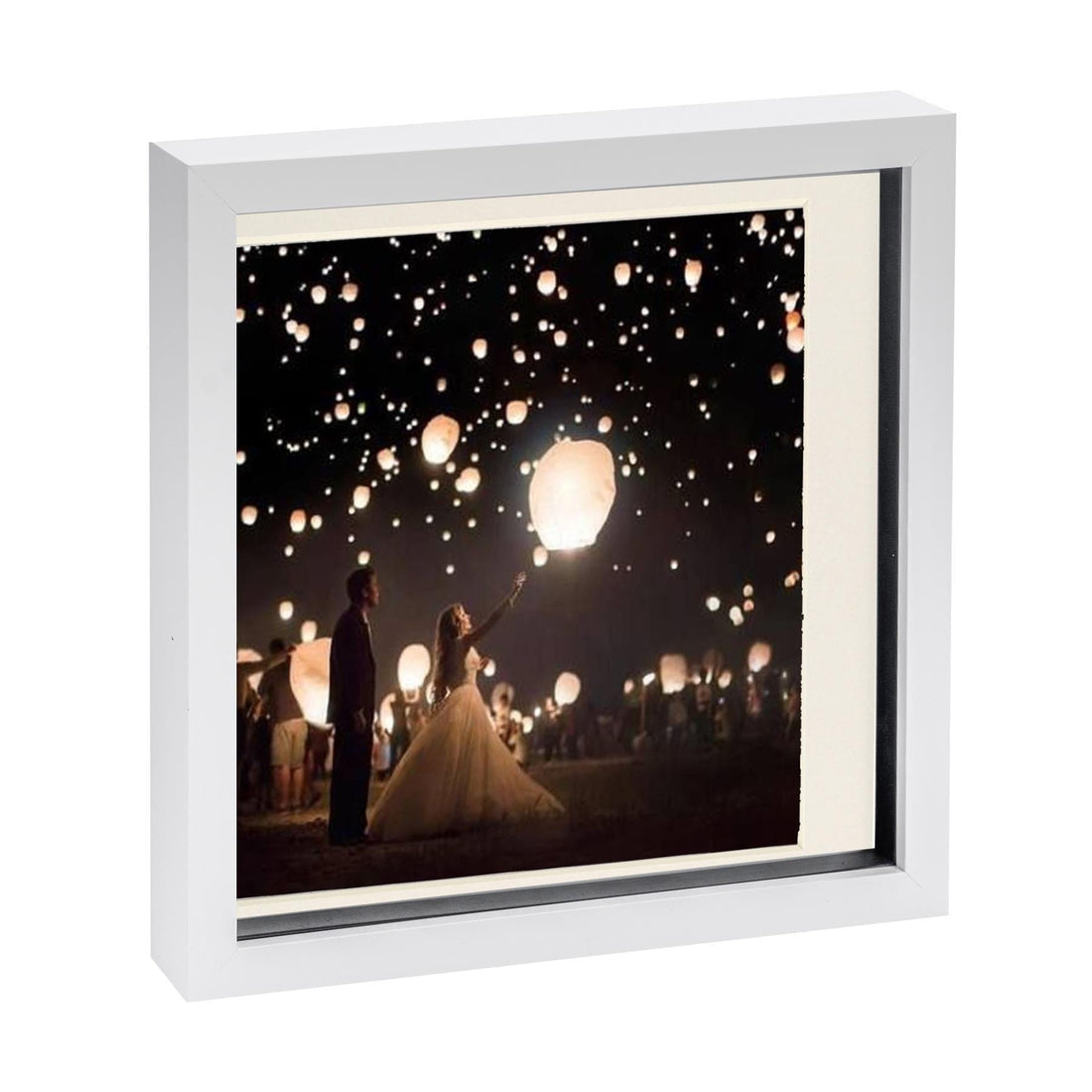 White 10" x 10" Shadow Box Photo Frame with 8" x 8" Ivory Mount