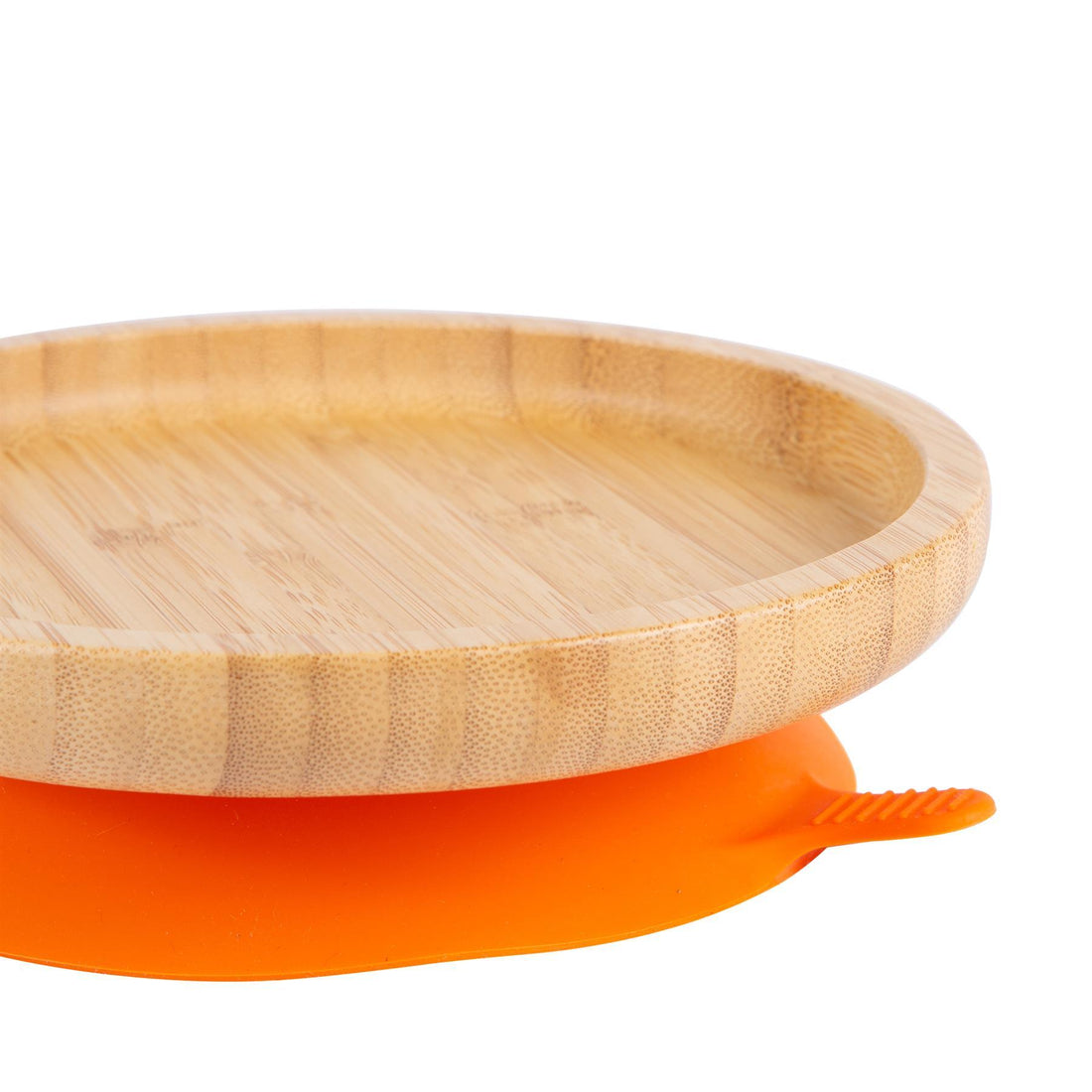 Round Undivided Bamboo Plate with Orange Suction Base