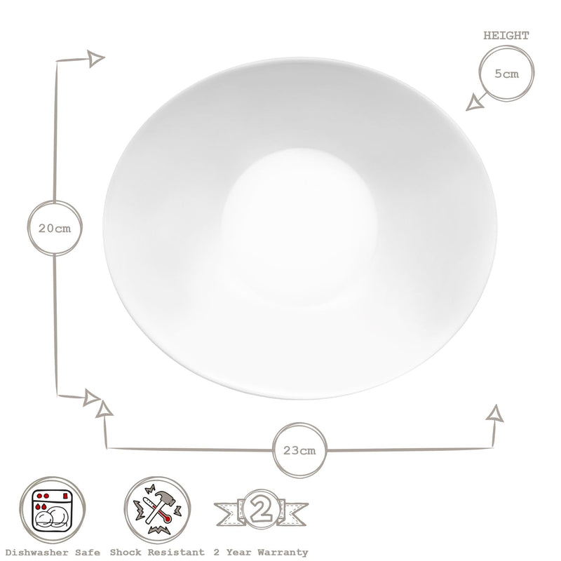 White 23cm Prometeo Oval Glass Soup Plates - Pack of 6 - By Bormioli Rocco