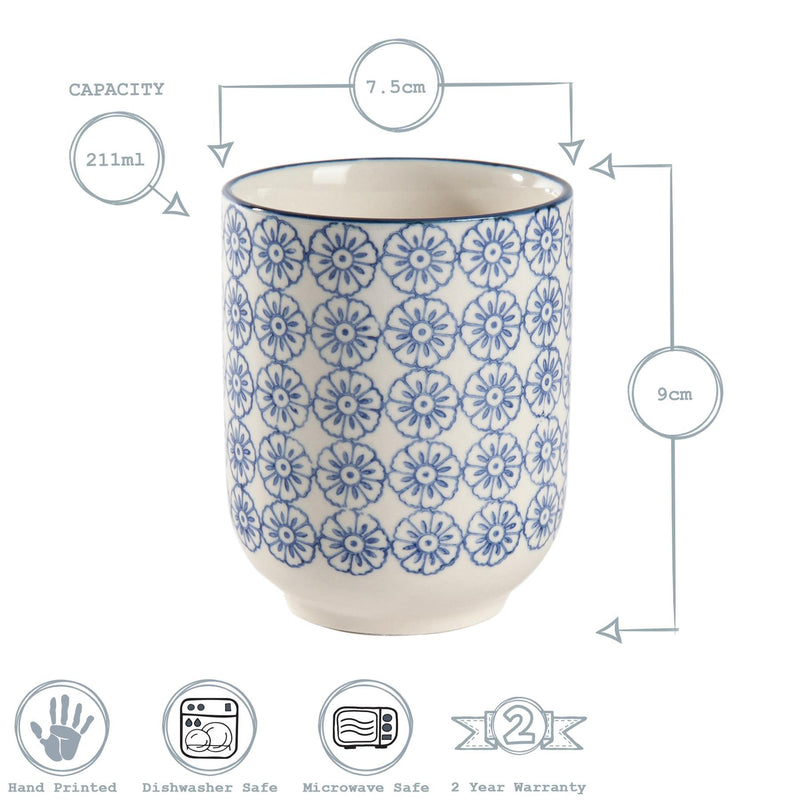 280ml Hand Printed China Tumblers - Pack of Six - By Nicola Spring