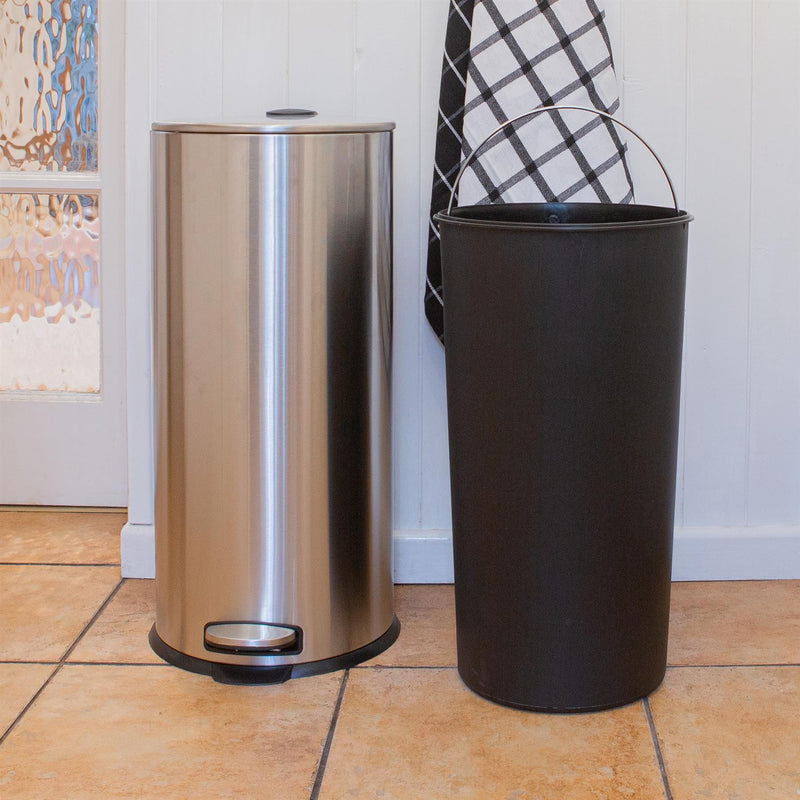 30L Round Stainless Steel Kitchen Pedal Bin - By Harbour Housewares