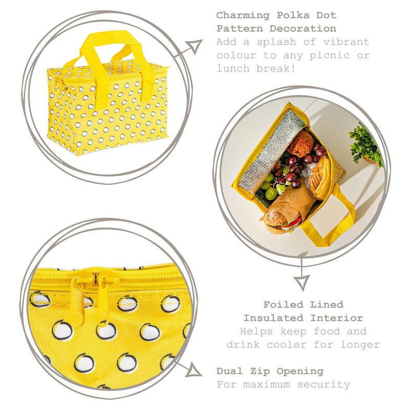 Mustard Polka Insulated Lunch Bag - By Nicholas Winter