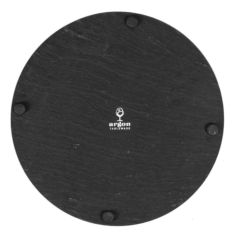 30cm Black Round Linea Slate Placemats - Pack of Six - By Argon Tableware