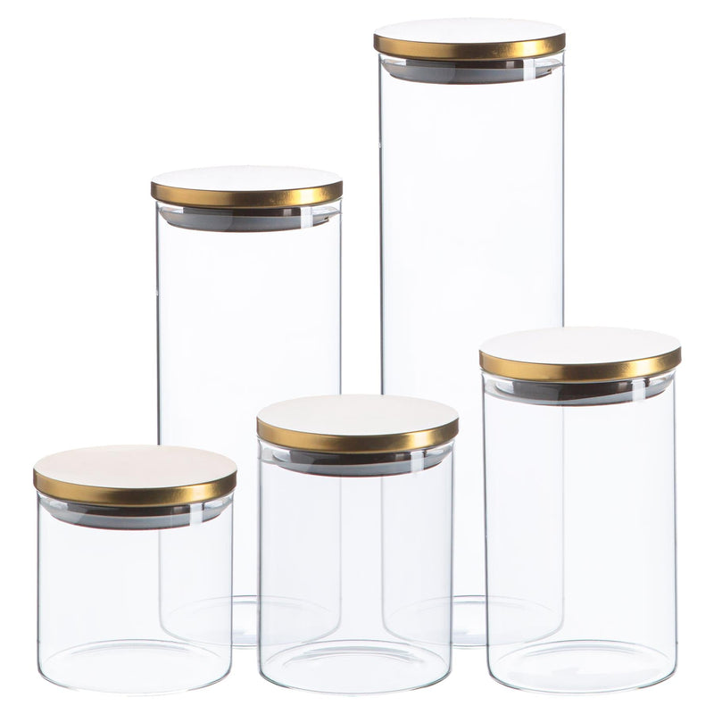 5pc Scandi Storage Jar Set with Metallic Lids - By Argon Tableware