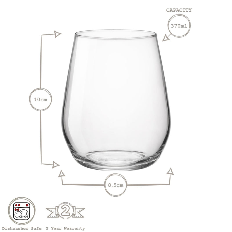 370ml Electra Glass Tumblers - Pack of 6 - By Bormioli Rocco