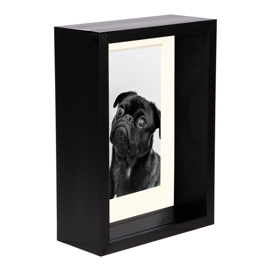 Black 5" x 7" Deep Shadow Box Photo Frame with 4" x 6" Ivory Mount