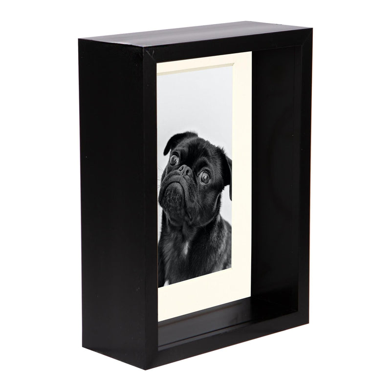 5" x 7" Black 3D Deep Box Photo Frame - with 4" x 6" Mount - By Nicola Spring