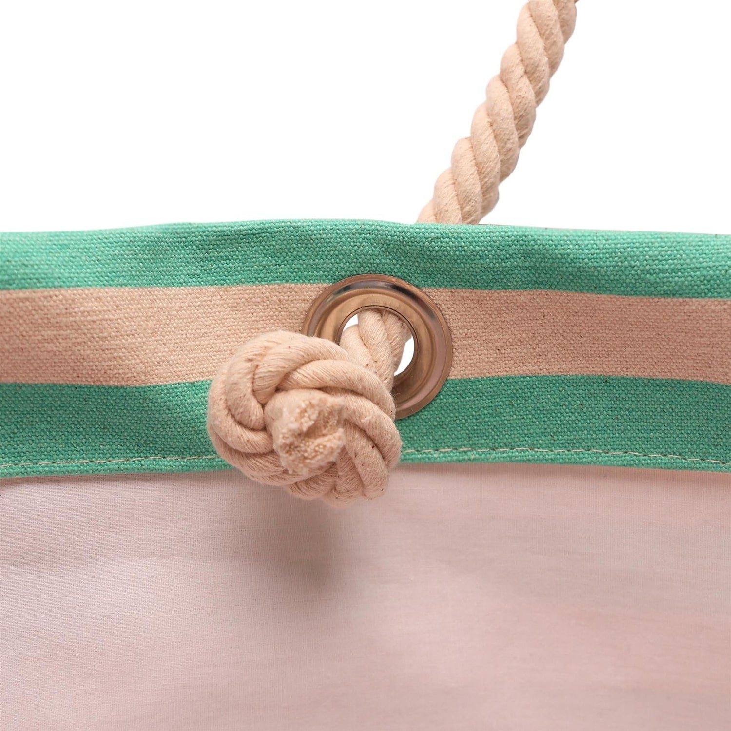 Large Striped Canvas Tote Beach Bag Seafoam