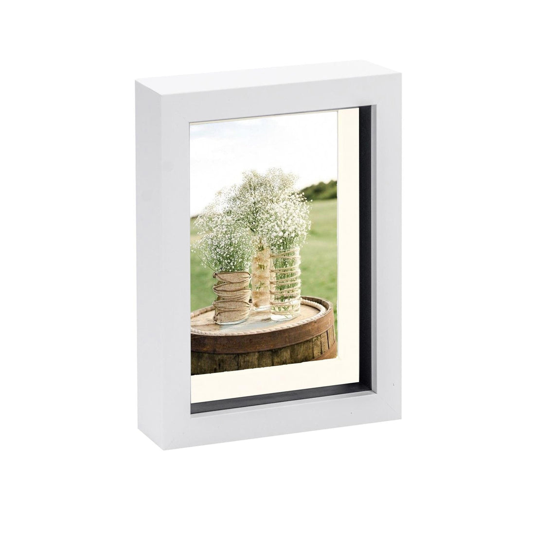 White 5" x 7" Shadow Box Photo Frame with 4" x 6" Ivory Mount