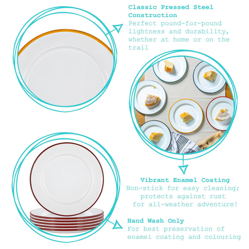 25.5cm Black/Grey White Enamel Dinner Plates - Pack of Four - By Argon Tableware