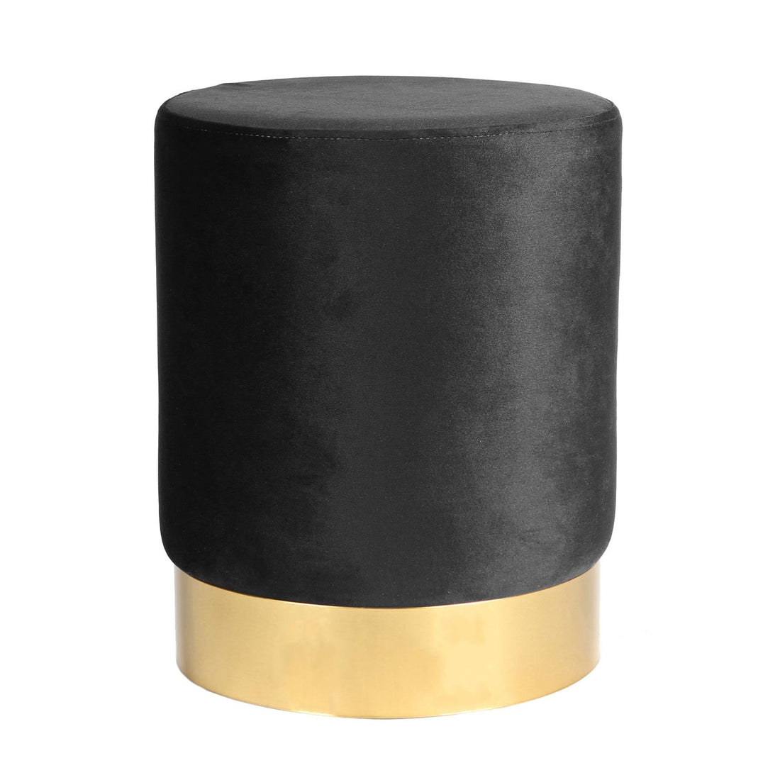 Black Round Velvet Footstool