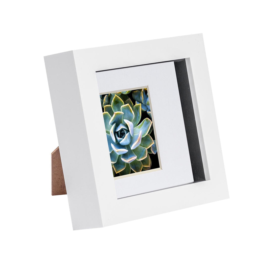 White 4" x 4" Shadow Box Photo Frame with 2" x 2" White Mount