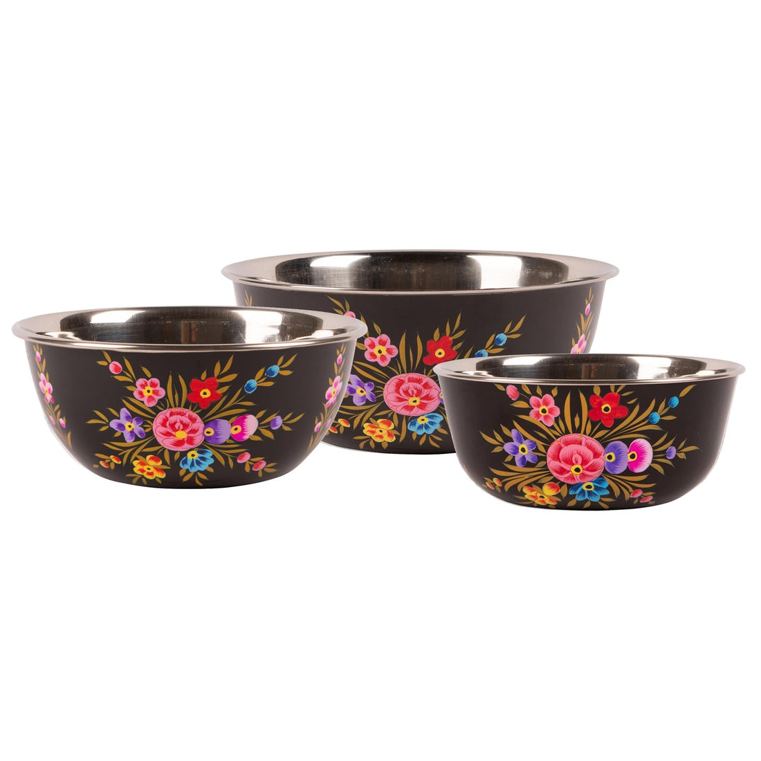 3pc Pansy Stainless Steel Picnic Bowl Set