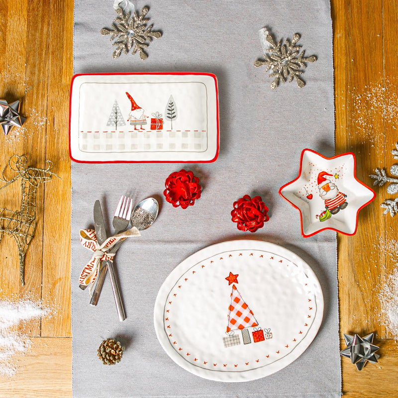 25cm x 15cm Rectangular Patchwork Christmas Serving Platter - By Nicola Spring