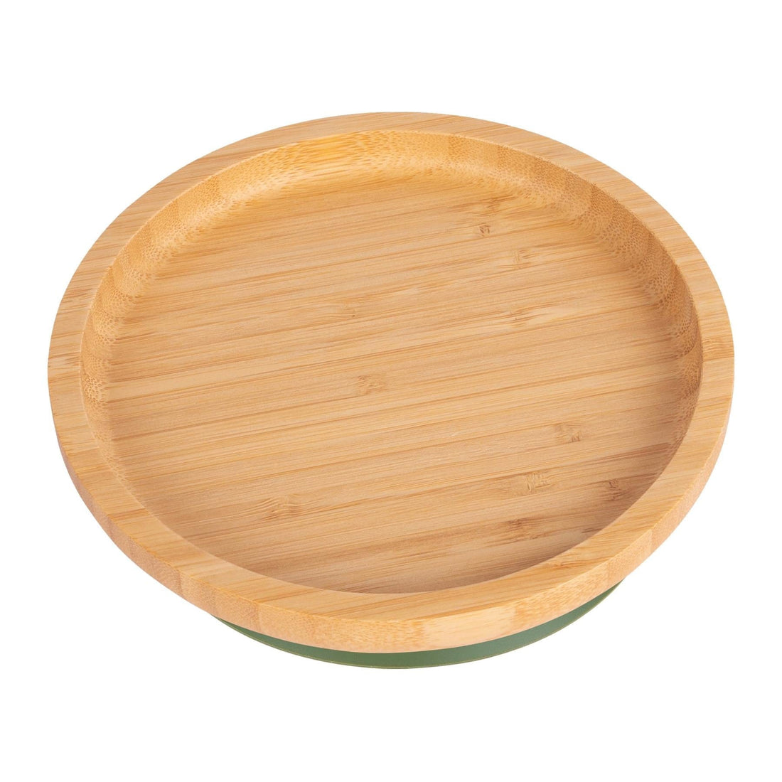Round Undivided Bamboo Plate with Olive Suction Base